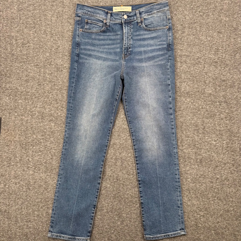 Gap‎ 1969 Forever Straight High Rise Jeans Womens 30R Medium Indigo Blue Denim